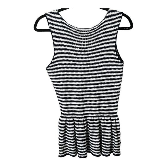 Tart Women’s Sleeveless Navy & White Stripe Peplum Sweater Tank Size Small - Picture 2 of 7